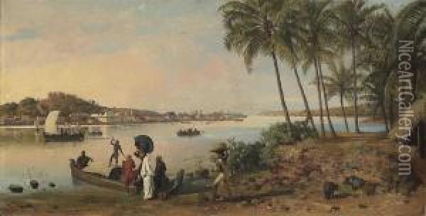 River At Bombay Oil Painting - Horace Van Ruith