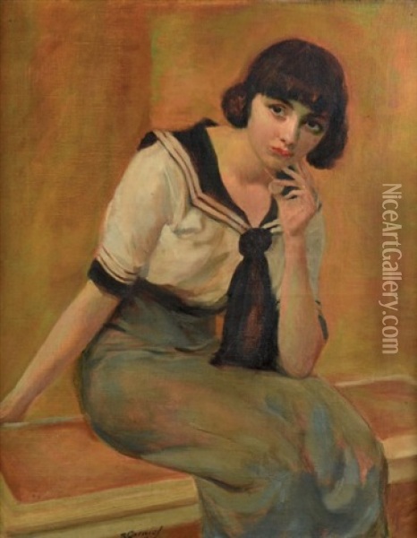 Jeune Femme En Vareuse Oil Painting - Richard Carniel
