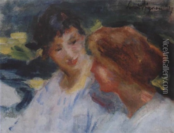 Les Deux Amies Oil Painting - Lucien Rene Mignon