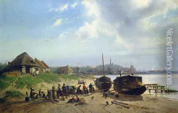 View of the Dutch Coast Oil Painting - Johan Gerard Smits