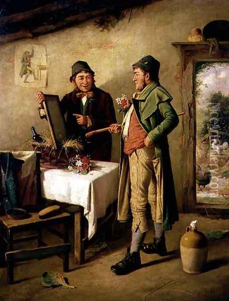 Admiring his Reflection Oil Painting - Charles Hunt