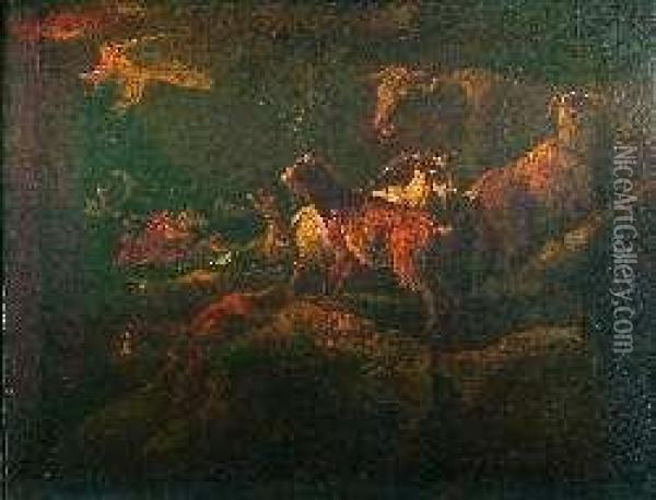 The Deluge With Animals On A Rocky Promontory Oil Painting - Pieter the Younger Mulier