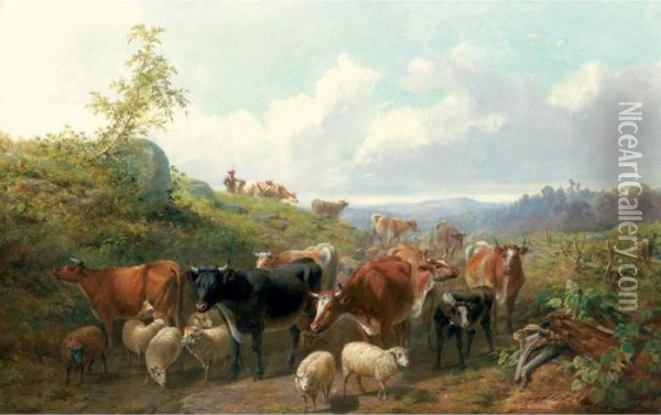 Down The Road In Franklin County, New York Oil Painting - Arthur Fitzwilliam Tait