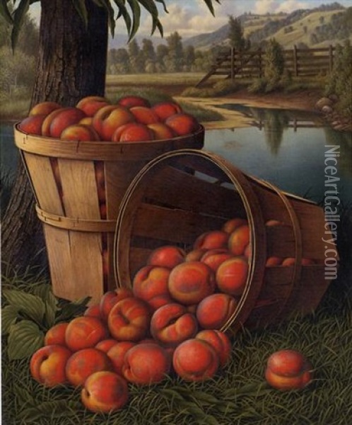 Bushels Of Peaches Oil Painting - Levi Wells Prentice