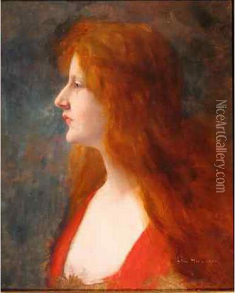 Portrait De Jeune Femme Oil Painting - Leon Hornecker