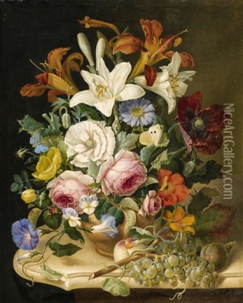 Floral Still Life Oil Painting - Eduard Pollack