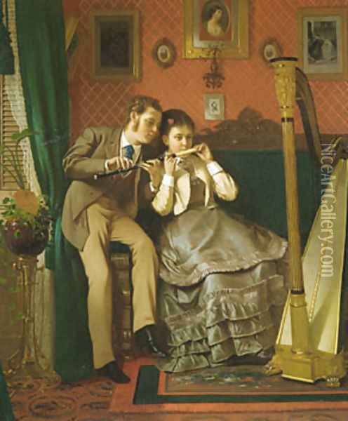 The Music Lesson Oil Painting - John George Brown