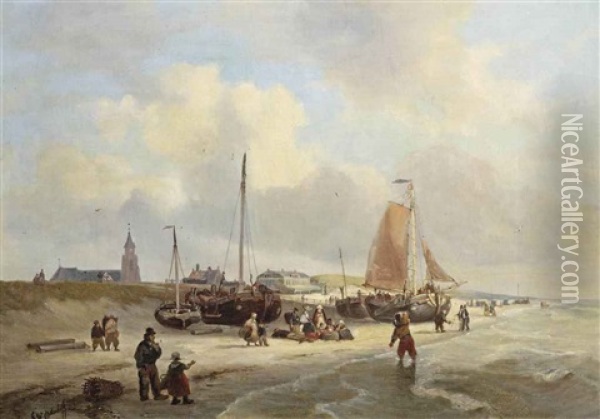 A View Of The Kurhaus, Scheveningen Oil Painting - George Willem Opdenhoff