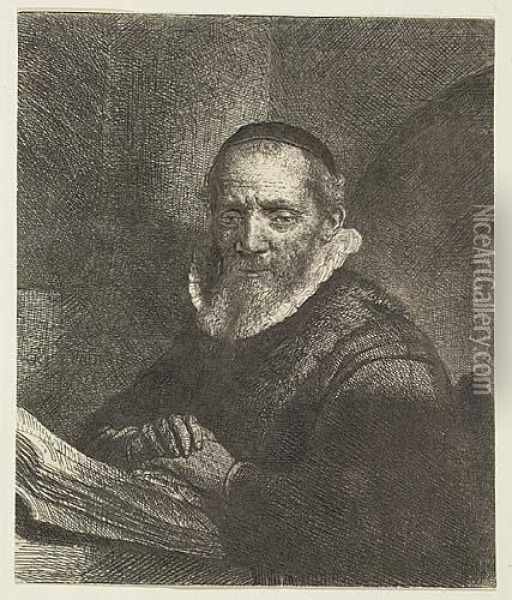 Jan Cornelis Sylvius, Preacher<</b> Oil Painting - Rembrandt Van Rijn