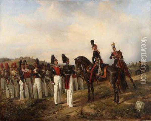 The Russian Grenadier Regiments On Manoeuvres Oil Painting - Karl Friedrich Schulz