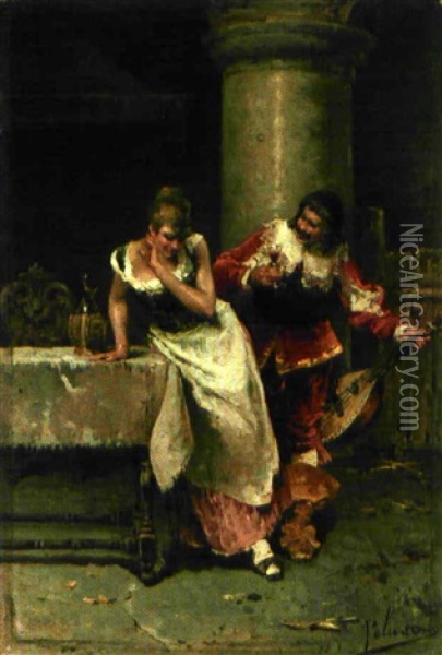 Scene Galante Dans Une Auberge Oil Painting - Francesco Peluso