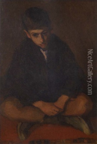 Seated Boy Oil Painting - Nicolas Lytras