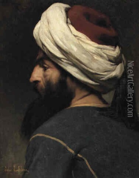 The Head Of An Oriental Man Oil Painting - Jules Joseph Lefebvre