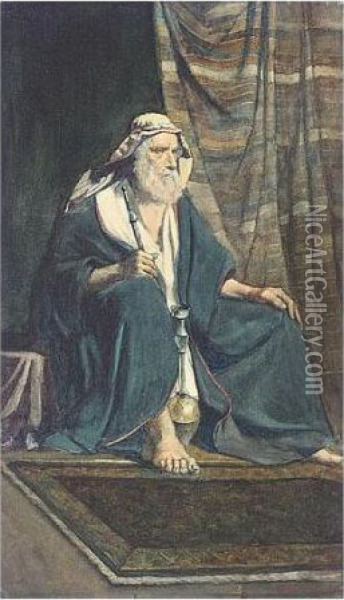 A Seated Arab Man Oil Painting - Rudolph Ernst