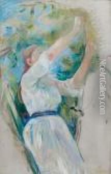 Jeune Fille Cueillant Des Cerises Oil Painting - Berthe Morisot