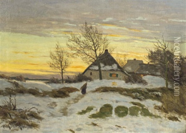 Winter In Ahrenshoop Oil Painting - Paul Mueller-Kaempff