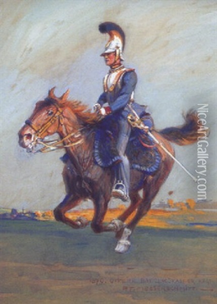 1870 Offizier, Bay 2, Kurassier Reg.t' Oil Painting - Pius Ferdinand Messerschmitt