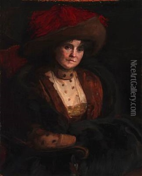 Portrait Of A Lady (the Artist's Mother Sophie Philipsen, Nee Wagner?) Oil Painting - Sally Nikolai Philipsen