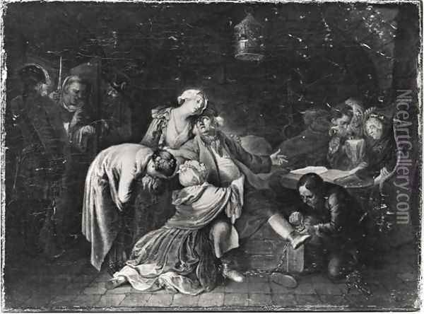 Jean Calas (1698-1762) Bidding Farewell to his Family Oil Painting - Daniel Nikolaus Chodowiecki