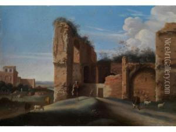 Romische Ruinenlandschaft Oil Painting - Willem van, the Younger Nieulandt
