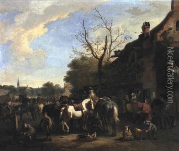Horse Fair Oil Painting - Jan van Huchtenburg
