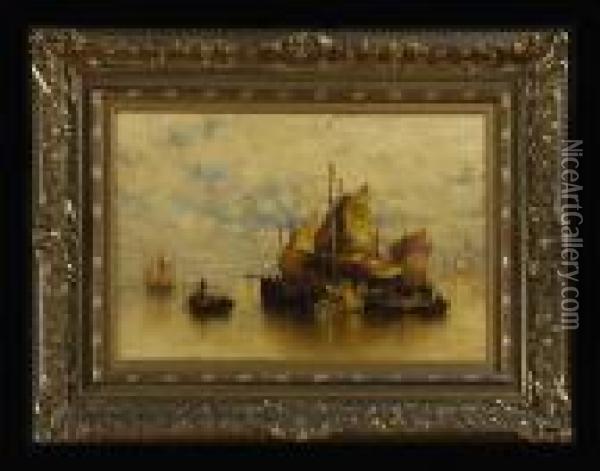 Venetian Boats Of San Georgio Oil Painting - Andrew Fisher Bunner