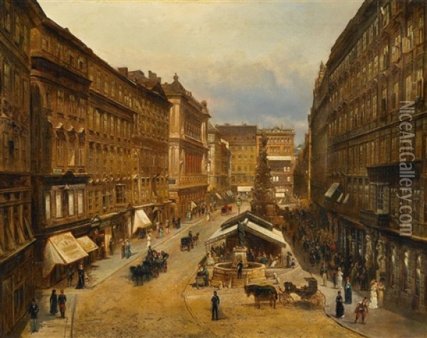 Der Graben In Wien Oil Painting - Elias Pieter van Bommel