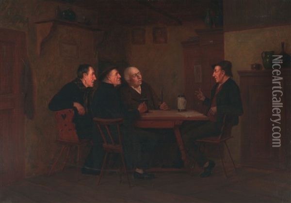 Tischgesellschaft Oil Painting - Robert Frederick Blum