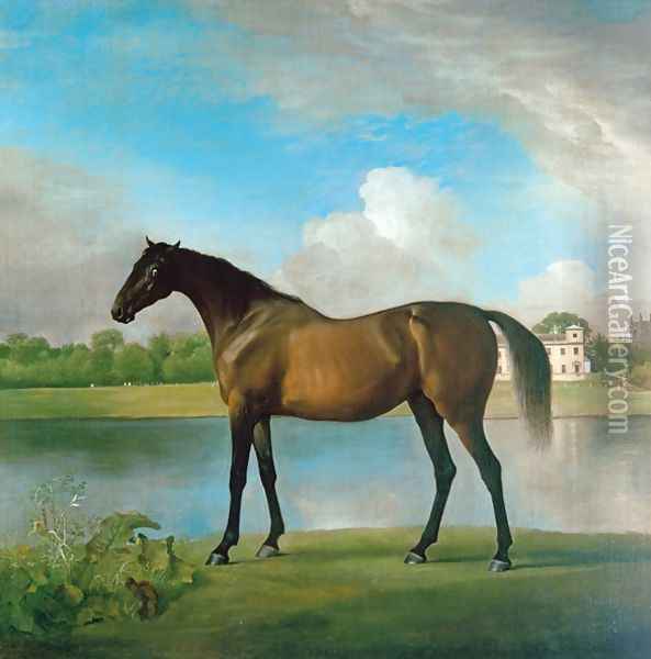 Lord Bolingbrokes Brood Mare in the Grounds of Lydiard Park, Wiltshire, c.1764-66 Oil Painting - George Stubbs