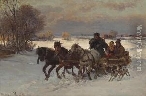 A Winter Romance Oil Painting - Fritz van der Venne