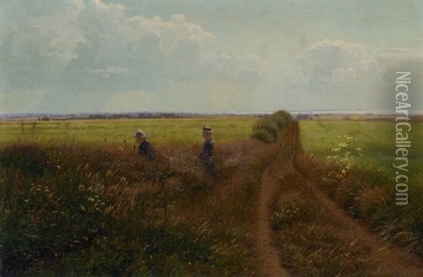 In The Fields Oil Painting - Carl Henrik Koch Moller