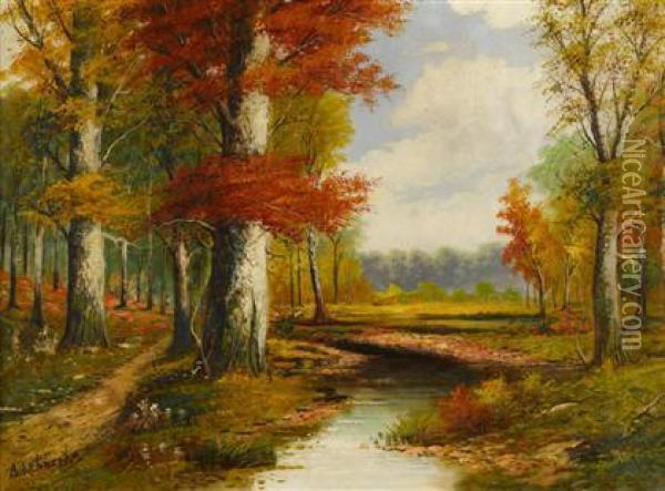 Autumn Landscape Oil Painting - A. Lehnert
