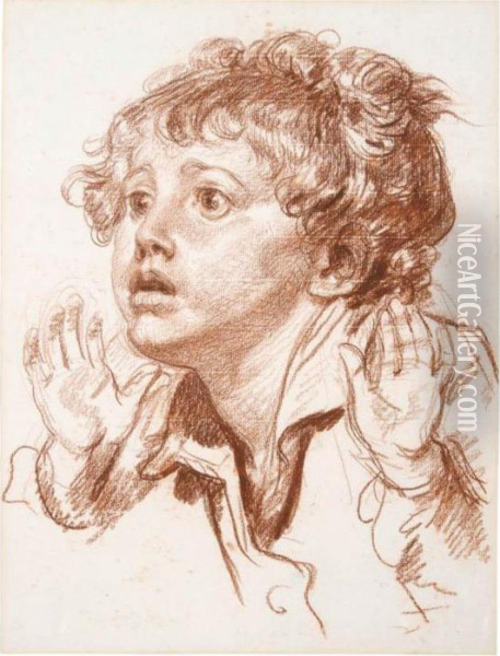 Head Of A Startled Boy Oil Painting - Jean Baptiste Greuze