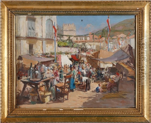 Market Motive Oil Painting - Antonio Ferrigno