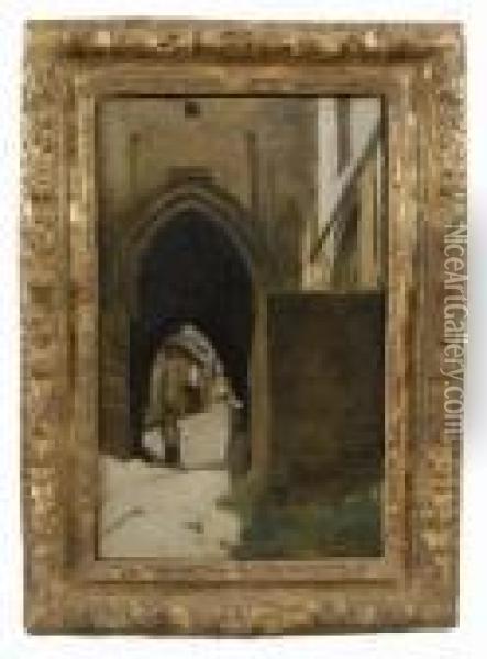 Dinan-une Porte De La Ville Oil Painting - Jean-Baptiste-Camille Corot