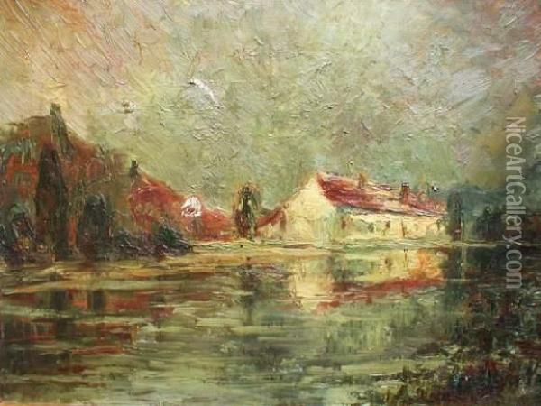 Chaumiere Au Bord De L'eau Vers Orsant Oil Painting - Armand Guillaumin