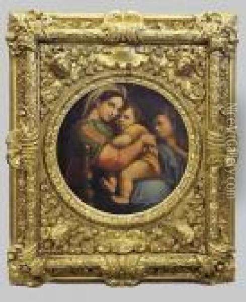 Madonna Della Sedia, Oil On Canvas Oil Painting - Raphael (Raffaello Sanzio of Urbino)
