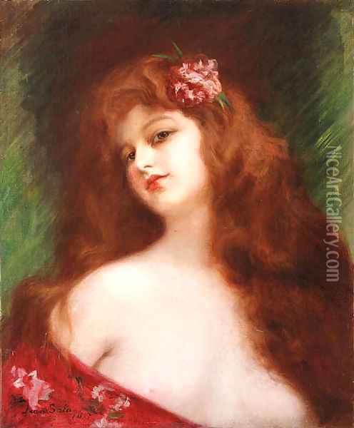 The red haired beauty Oil Painting - Jean Sala