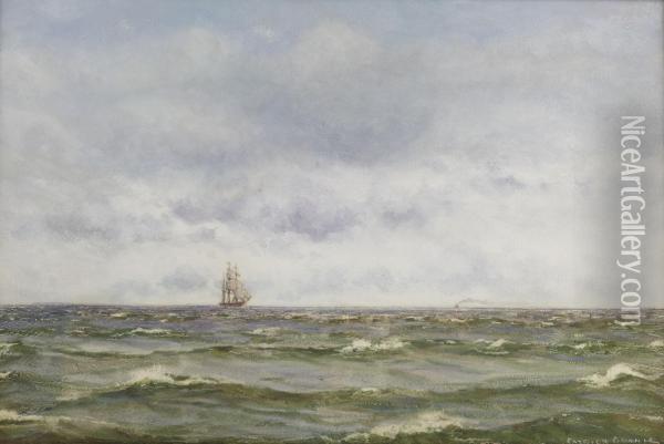 Shipping Off The Coast Oil Painting - John Patrick Downie