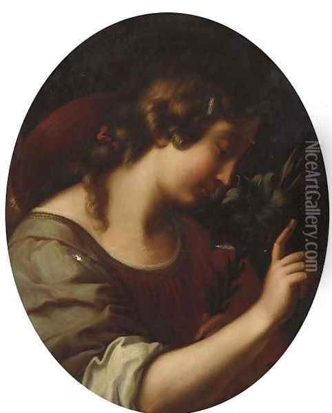 The Angel of the Annunciation 2 Oil Painting - Carlo Dolci