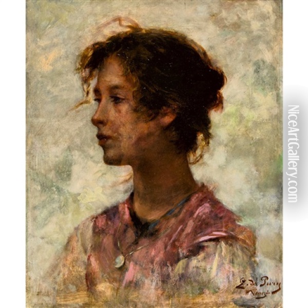 Portrait D'une Jeune Fille Oil Painting - Edmond Jean de Pury