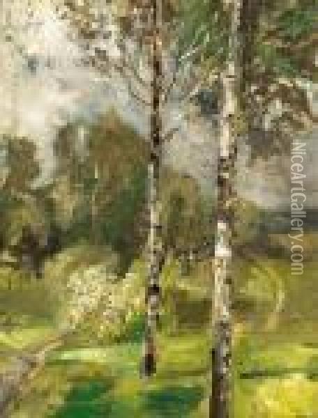 Birken In Raach, Semmering Oil Painting - Marie Egner