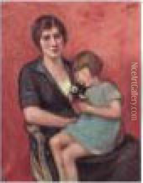 Femme Et Enfant Oil Painting - Georges dEspagnat