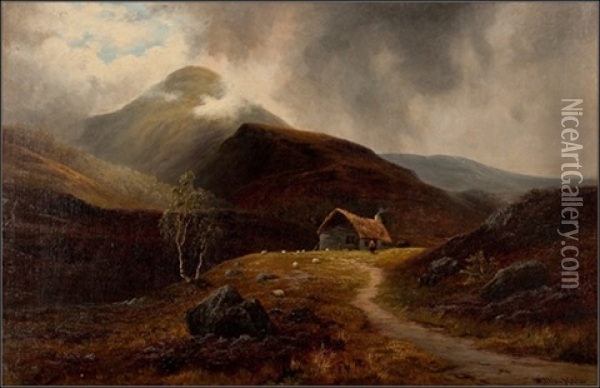 A Highland Home Oil Painting - William Mellor