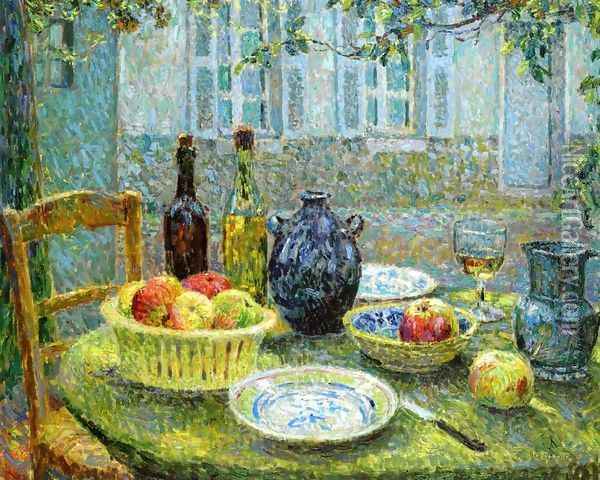 Le Table de Pierre, Gerberoy Oil Painting - Henri Eugene Augustin Le Sidaner