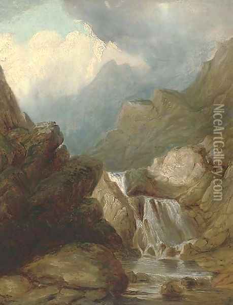 A Highland waterfall Oil Painting - Thomas Creswick