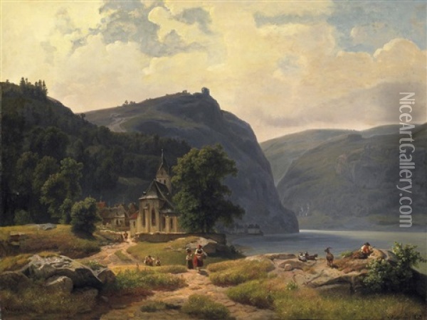 Seenlandschaft In Der Steiermark Oil Painting - Peter Heinrich Happel