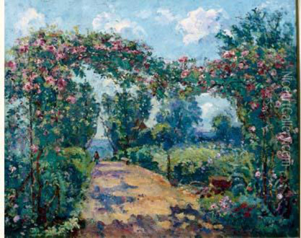 Jardin Fleuri Oil Painting - Emmanuel De La Villeon