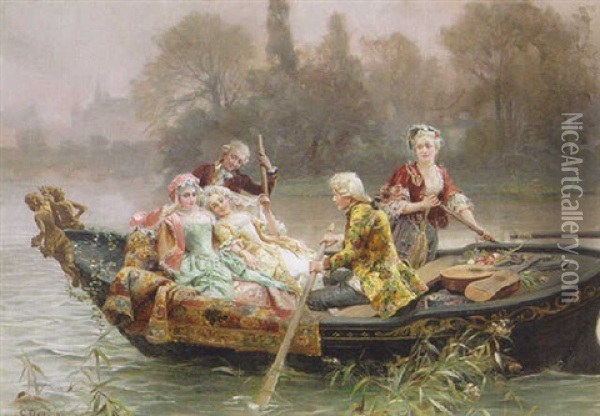 The Boating Party Oil Painting - Cesare Auguste Detti