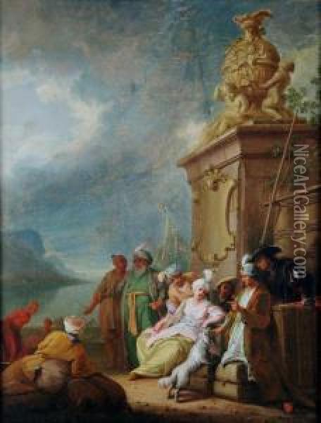 Merchants Oil Painting - Jan-Baptiste Vanmour